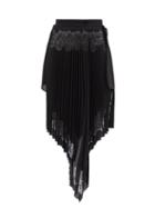 Givenchy - Laser-perforated Asymmetric Pleated Chiffon Skirt - Womens - Black