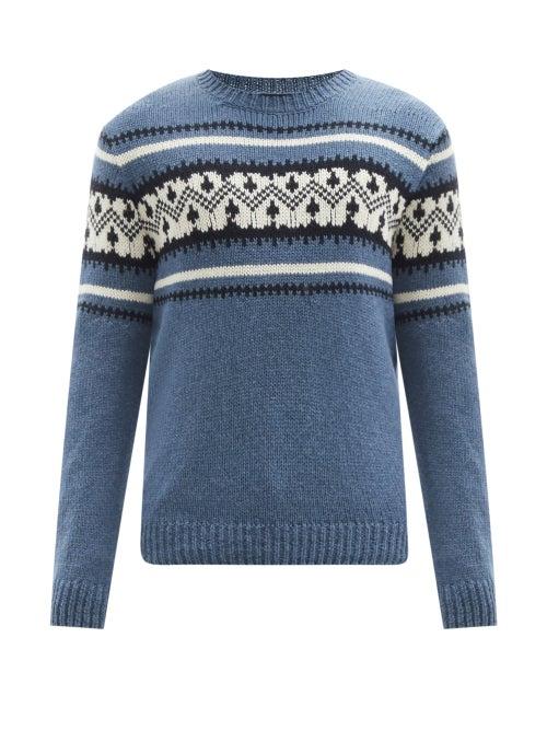A.p.c. - Franz Striped Jacquard Sweater - Mens - Blue