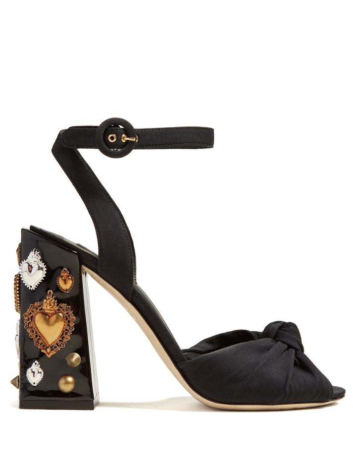 Dolce & Gabbana Embellished-heel Twisted-satin Sandals