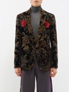 Etro - Embroidered Velvet Jacket - Mens - Black Multi