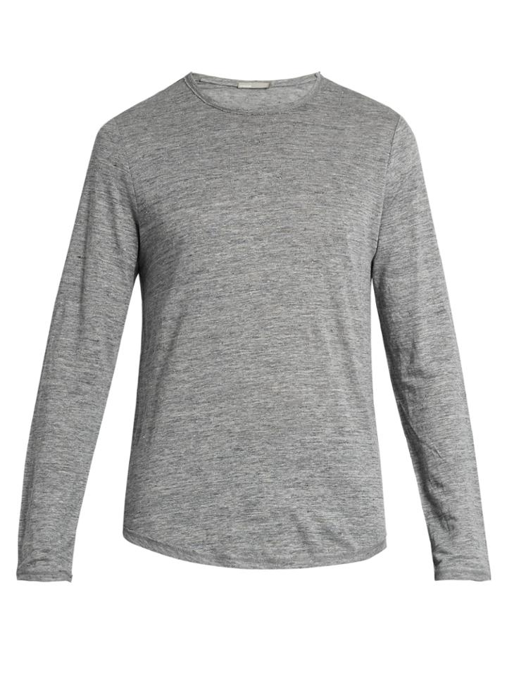 Vince Crew-neck Fine-knit Linen Top