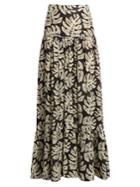 Chloé Leaf-print Gathered Cotton-blend Maxi Skirt