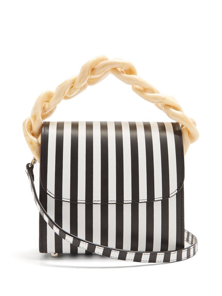 Marques'almeida Oversized Curb-chain Striped Leather Shoulder Bag