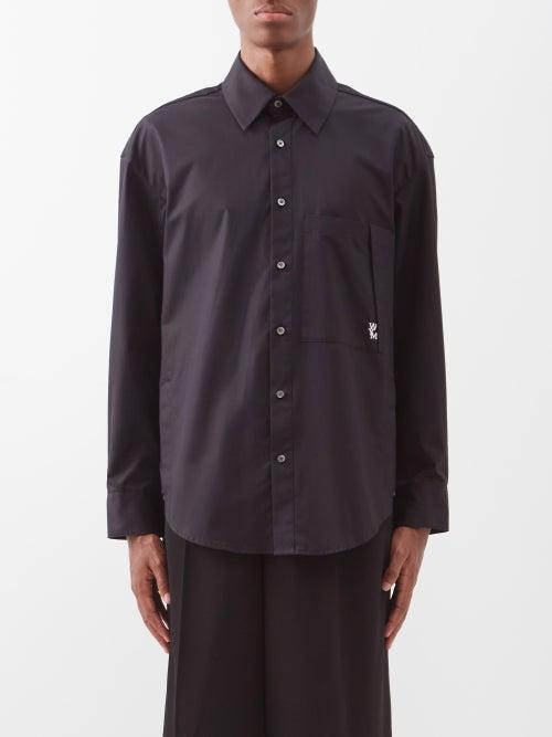 Wooyoungmi - Logo-print Cotton-poplin Shirt - Mens - Black