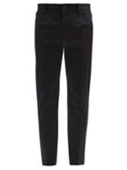 Matchesfashion.com Dolce & Gabbana - Logo-embroidered Cotton-blend Gabardine Trousers - Mens - Navy