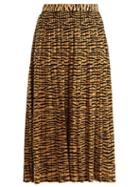 Matchesfashion.com Proenza Schouler - Tiger Jacquard Pleated Midi Skirt - Womens - Gold Multi