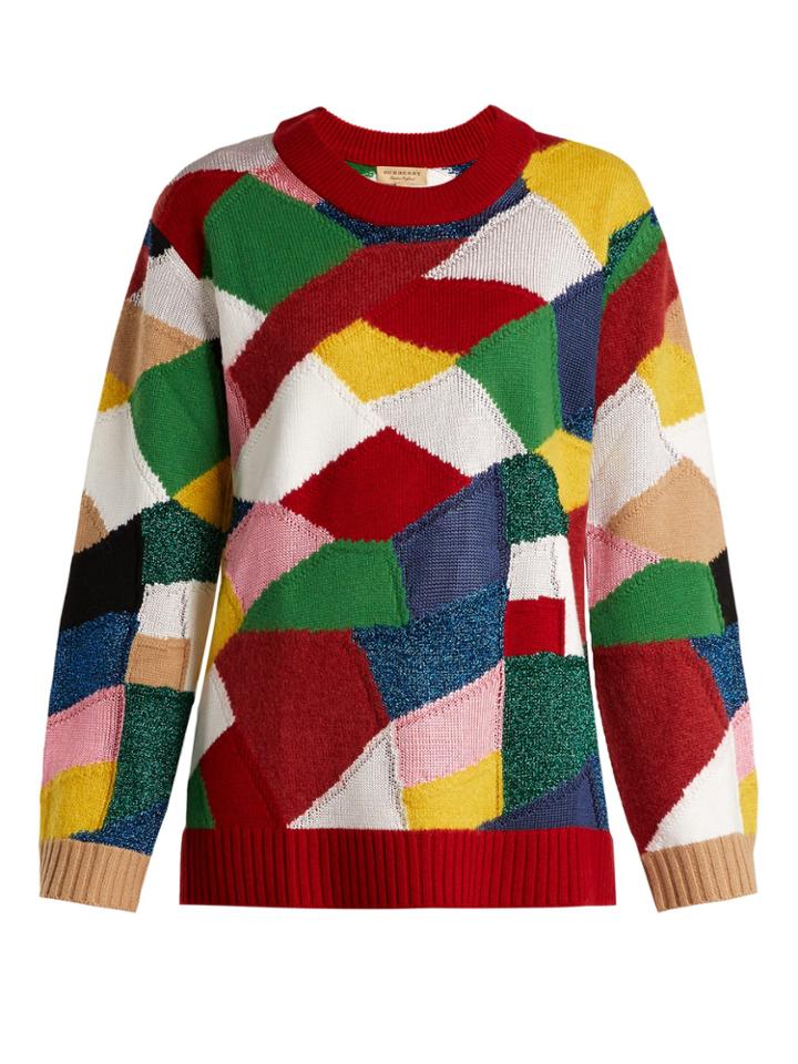 Burberry Patchwork Cashmere And Wool-blend Sweater