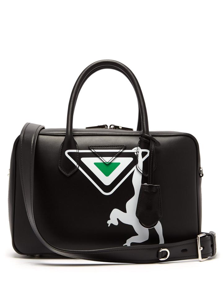 Prada Monkey-print Leather Bowling Bag