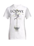 Matchesfashion.com Loewe - Logo Print Cotton Jersey T Shirt - Womens - White Print