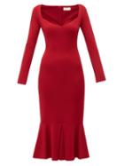 Matchesfashion.com Sara Battaglia - Pleated Hem Jersey Dress - Womens - Red