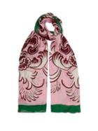 Matchesfashion.com Valentino - Floral Print Silk Twill Scarf - Womens - Pink