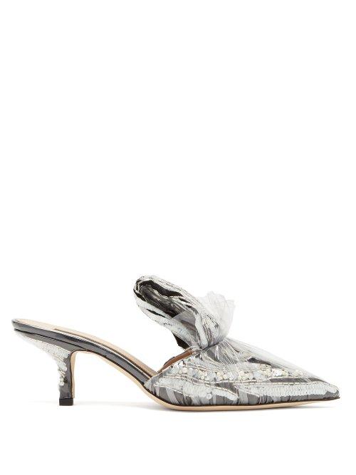 Matchesfashion.com Midnight 00 - Sequin And Pvc Mules - Womens - Black