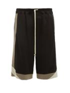 Matchesfashion.com Rick Owens - Karloff Contrast Panel Cotton Blend Shorts - Mens - Black Grey