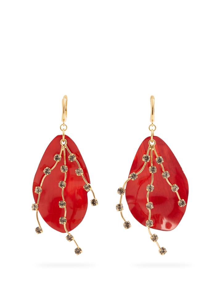 Marni Crystal-embellished Leaf Earrings