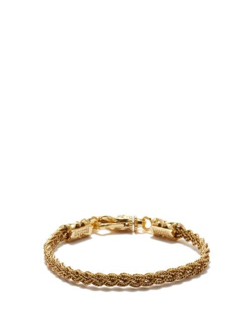Emanuele Bicocchi - Braided Rope-chain 24k Gold-plated Bracelet - Mens - Silver