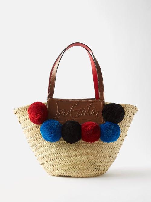 Christian Louboutin - Loubishore Pompom Straw Basket Bag - Womens - Beige Multi