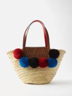Christian Louboutin - Loubishore Pompom Straw Basket Bag - Womens - Beige Multi