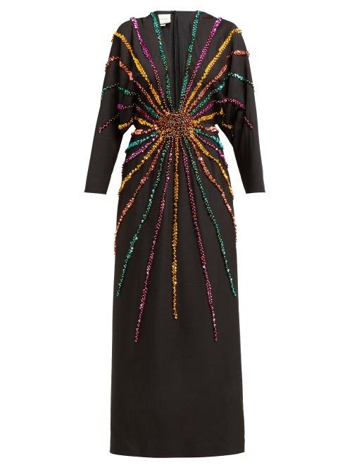 Matchesfashion.com Gucci - Sunray Sequinned Silk Crepe Gown - Womens - Black Multi