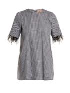 No. 21 Feather-cuff Cotton-gingham Top
