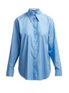 Matchesfashion.com Stella Mccartney - Exaggerated Collar Cotton Shirt - Womens - Light Blue