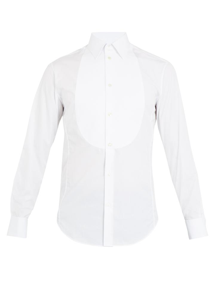 Giorgio Armani Double-cuff Textured-bib Cotton Dinner Shirt