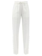 Matchesfashion.com Altuzarra - Catkin Buttoned Linen-blend Straight-leg Trousers - Womens - White
