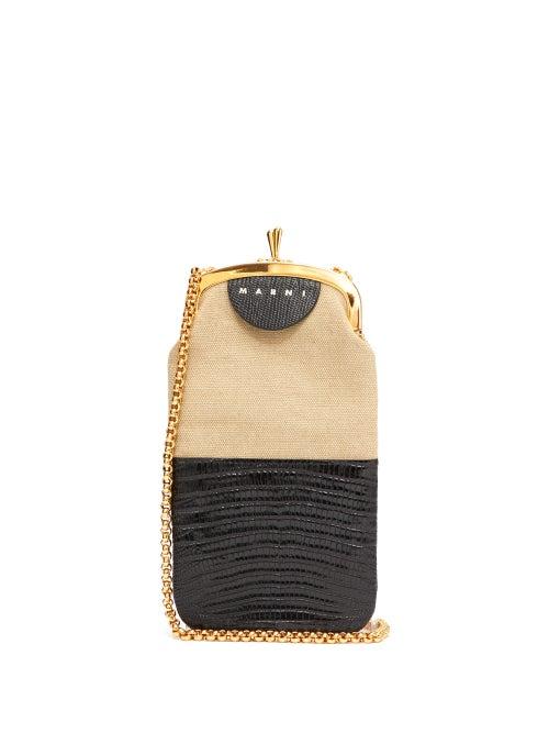 Matchesfashion.com Marni - Colour-block Lizard-effect Leather Cross-body Bag - Womens - Black Multi