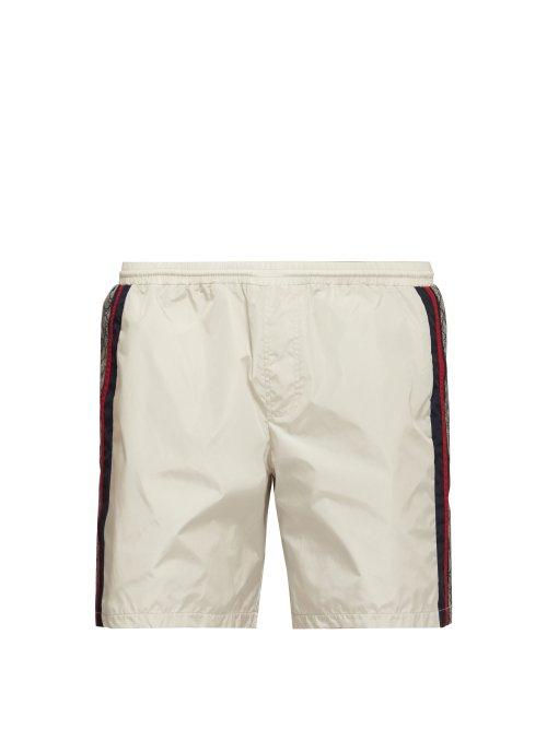 Matchesfashion.com Gucci - Gg Print Nylon Swim Shorts - Mens - White Multi