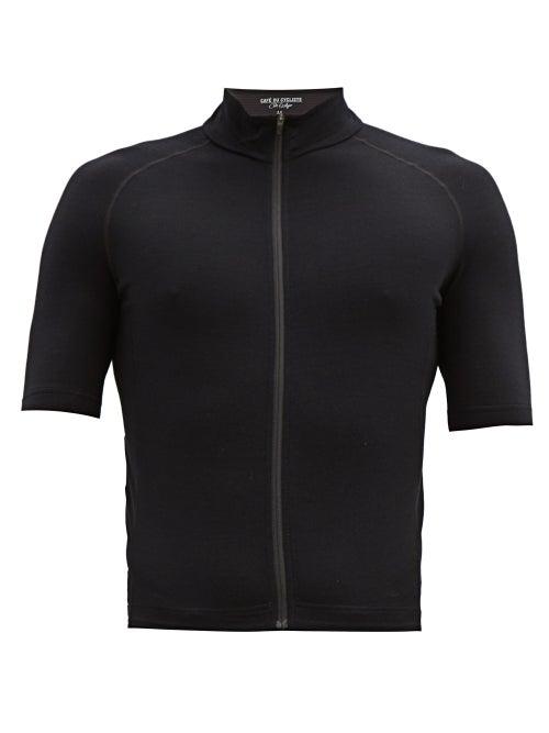 Matchesfashion.com Caf Du Cycliste - Marina Zipped Merino Wool-blend Cycling Top - Mens - Black