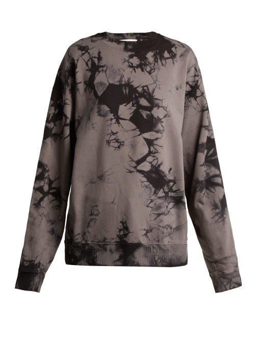 Matchesfashion.com Helmut Lang - Logo Print Tie Dyed Cotton Sweatshirt - Womens - Black