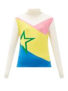 Matchesfashion.com Perfect Moment - Super Day Star Intarsia Merino Wool Sweater - Womens - Navy Multi