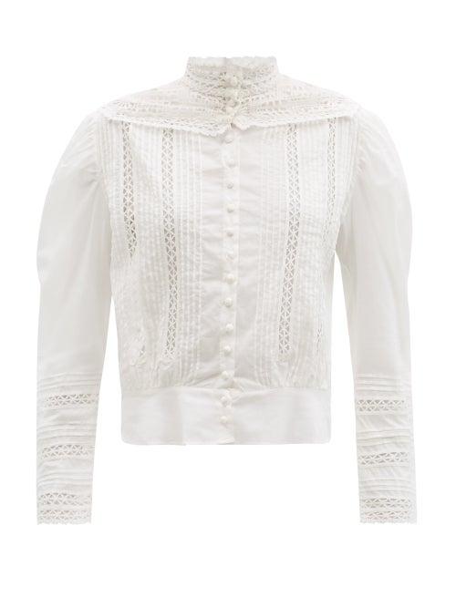 Matchesfashion.com Mimi Prober - Lace-inset Organic-cotton Top - Womens - White