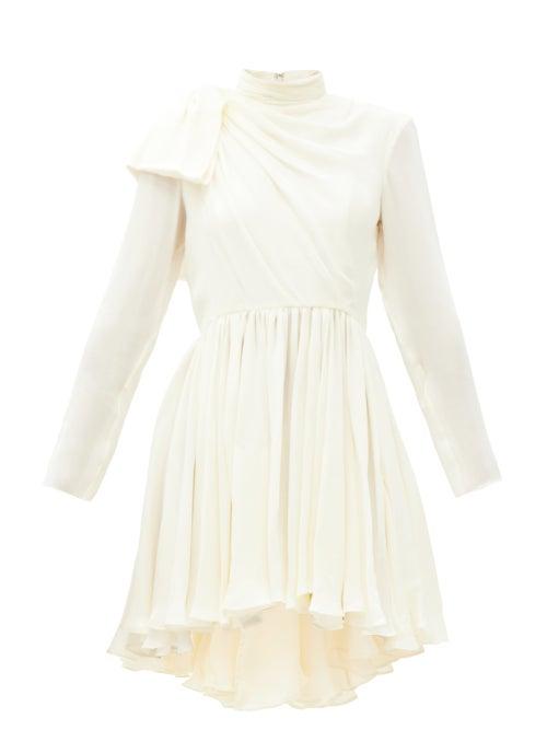 Matchesfashion.com Khaite - Constance Gathered Silk-georgette Mini Dress - Womens - Ivory