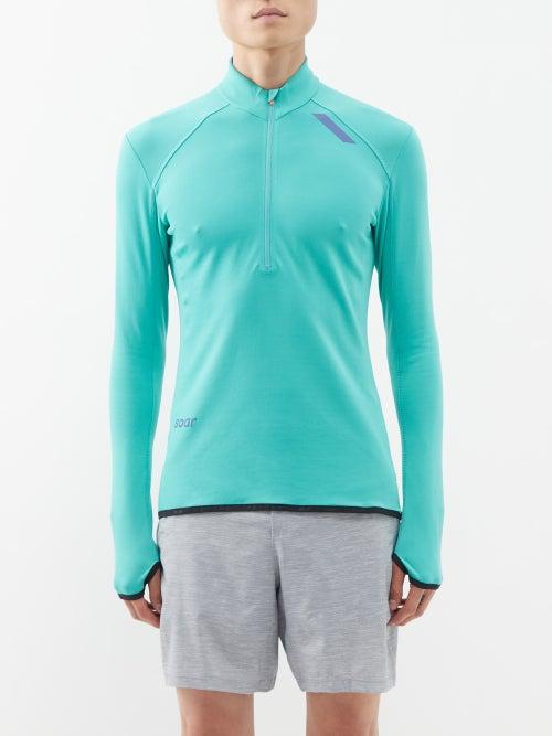 Soar - Wooltech Quarter-zip Long-sleeved Top - Mens - Dark Green