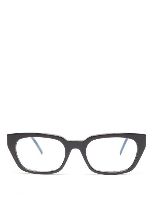 Matchesfashion.com Saint Laurent - Monogram Logo Rectangular Acetate Glasses - Womens - Silver