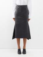 Balenciaga - High-rise Upcycled-leather Midi Skirt - Womens - Black