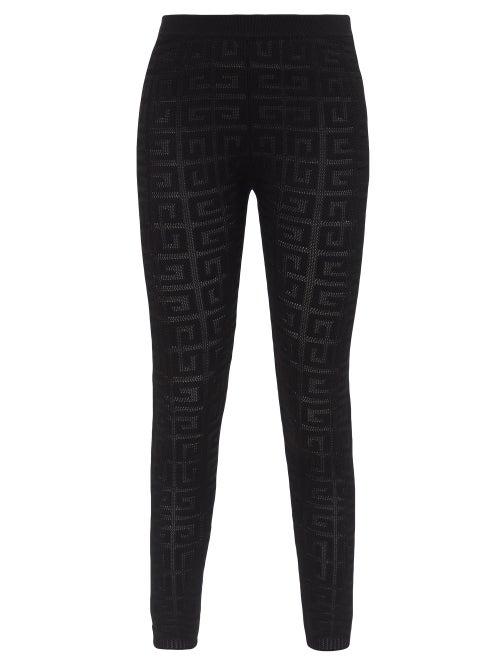 Givenchy - Monogram-jacquard Mesh Leggings - Womens - Black