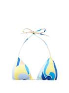 Matchesfashion.com Emilio Pucci - Quirimbas-print Triangle Bikini Top - Womens - Blue Multi