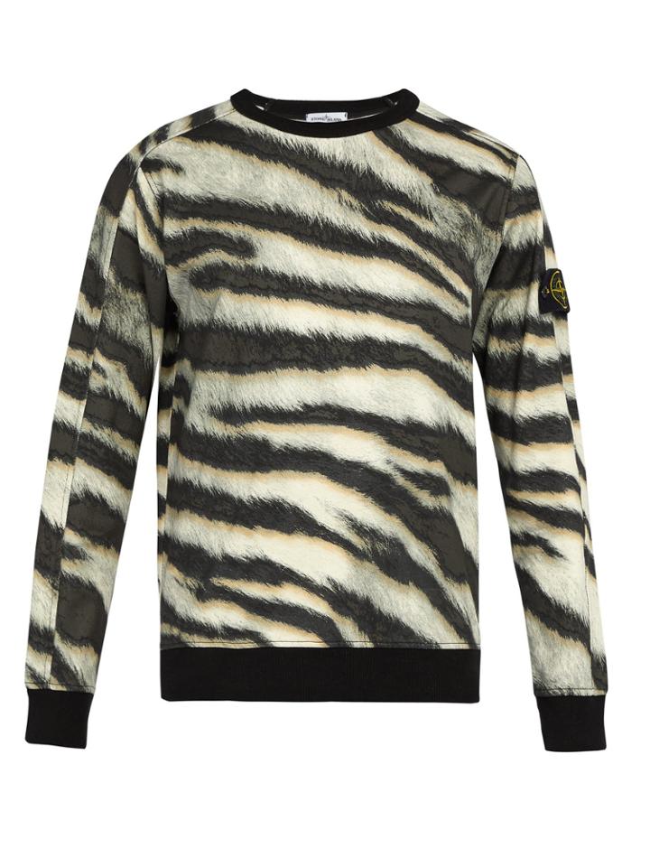 Stone Island Tiger-print Cotton-jersey Sweatshirt
