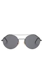 Matchesfashion.com Fendi - Wired Top-bar Round Sunglasses - Mens - Black