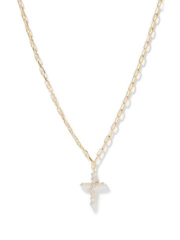 Mens Fine Jewellery Shay - Cross Small Diamond & 18kt Gold Necklace - Mens - Gold