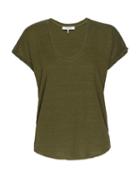 Matchesfashion.com Frame - Easy Scoop-neck Cotton-jersey T-shirt - Womens - Khaki