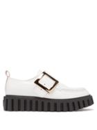 Roger Vivier - Viv Creepers Leather Flatform Shoes - Womens - White