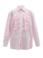 Matchesfashion.com Raf Simons - Ruffle-appliqu Oversized Cotton-poplin Shirt - Womens - Pink