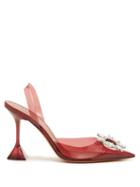 Amina Muaddi - Begum Glass Crystal-buckle Pvc Pumps - Womens - Burgundy