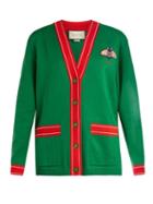 Matchesfashion.com Gucci - Bee Embroidered Cotton And Cashmere Blend Cardigan - Womens - Green