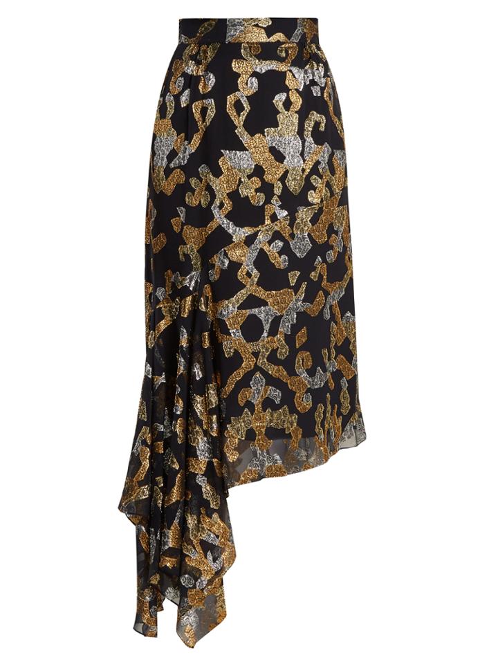 Peter Pilotto Asymmetric Fil Coup Silk-blend Midi Skirt