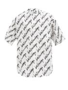 Balenciaga - Scribble-logo Cotton Short-sleeved Shirt - Mens - White Black