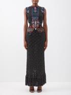 Etro - Camille Embroidered Knitted Dress - Womens - Black