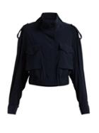 Matchesfashion.com Norma Kamali - Cargo Pocket Stretch Jersey Jacket - Womens - Navy
